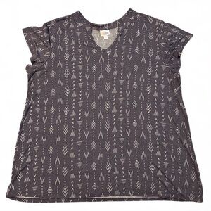 LuLaRoe Purple and White Patterned Short Sleeve Top
